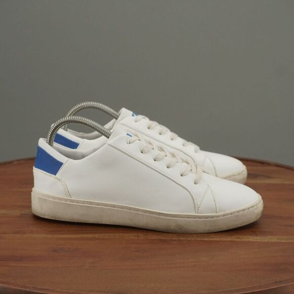 Thousand Fell Womens Vegan Lace Up Sneakers Size 8 White Midnight Blue - Picture 1 of 12